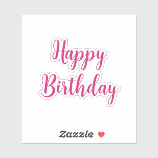Gelukkige Verjaardag Eenvoudig Minimalistisch Roze Sticker (Vel)