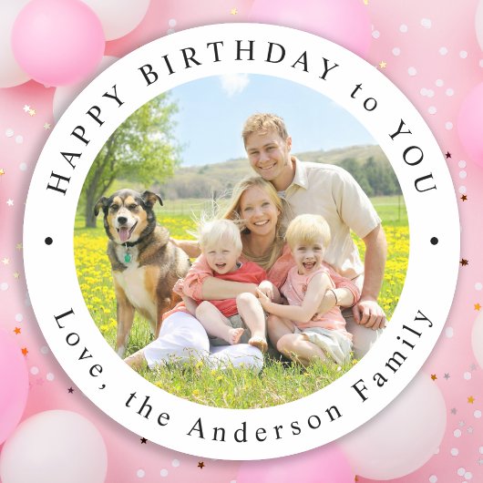Gelukkige verjaardag Eenvoudig Schattig Aangepaste Ronde Sticker