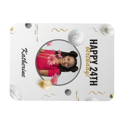 Gelukkige Verjaardag Eenvoudige Douane Fotogift Magneet (Horizontaal)