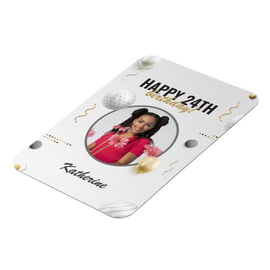 Gelukkige Verjaardag Eenvoudige Douane Fotogift Magneet (Linkerzijde)