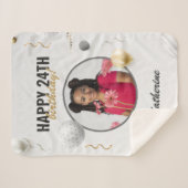 Gelukkige Verjaardag Eenvoudige Douane Fotogift Sherpa Deken (Voorkant (horizontaal))