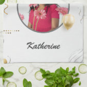 Gelukkige Verjaardag Eenvoudige Douane Fotogift Theedoek (Gevouwen)