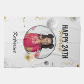 Gelukkige Verjaardag Eenvoudige Douane Fotogift Theedoek (Horizontaal)