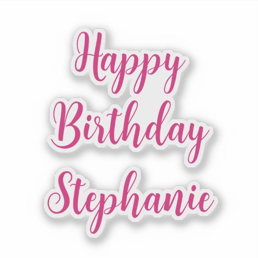 Gelukkige Verjaardag Eenvoudige Douanenaam Roze Me Sticker (Voorkant)
