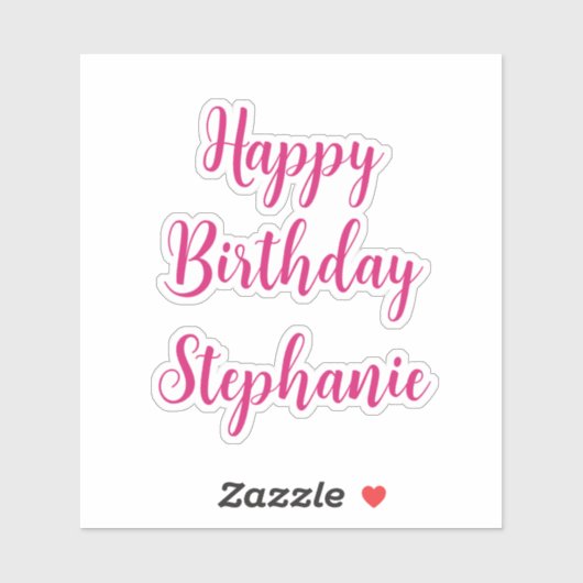 Gelukkige Verjaardag Eenvoudige Douanenaam Roze Me Sticker (Vel)