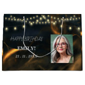 Gelukkige Verjaardag Elegant Black Party Modern Ch Groot Cadeauzakje (Voorkant)