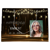 Gelukkige Verjaardag Elegant Black Party Modern Ch Groot Cadeauzakje (Voorkant)