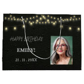 Gelukkige Verjaardag Elegant Black Party Modern Ch Groot Cadeauzakje (Achterkant)