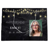 Gelukkige Verjaardag Elegant Black Party Modern Ch Groot Cadeauzakje (Voorkant)