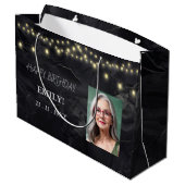 Gelukkige Verjaardag Elegant Black Party Modern Ch Groot Cadeauzakje (Achterkant Gekanteld)