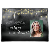 Gelukkige Verjaardag Elegant Black Party Modern Ch Groot Cadeauzakje (Voorkant)