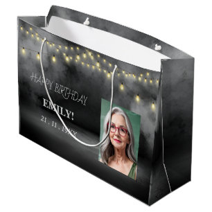 Gelukkige Verjaardag Elegant Black Party Modern Ch Groot Cadeauzakje