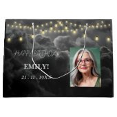 Gelukkige Verjaardag Elegant Black Party Modern Ch Groot Cadeauzakje (Voorkant)