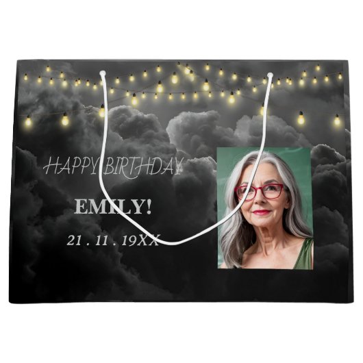 Gelukkige Verjaardag Elegant Black Party Modern Ch Groot Cadeauzakje (Voorkant)