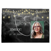 Gelukkige Verjaardag Elegant Black Party Modern Ch Groot Cadeauzakje (Achterkant)