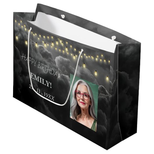 Gelukkige Verjaardag Elegant Black Party Modern Ch Groot Cadeauzakje (Voorkant Gekanteld)