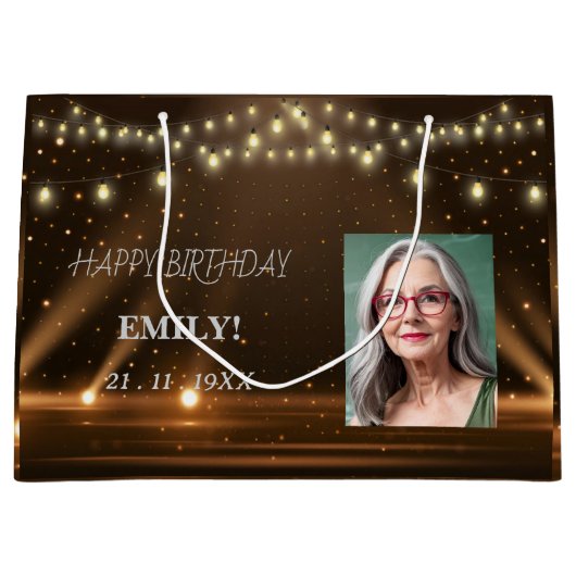 Gelukkige Verjaardag Elegant Black Party Modern Ch Groot Cadeauzakje (Voorkant)