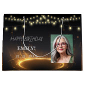 Gelukkige Verjaardag Elegant Black Party Modern Ch Groot Cadeauzakje (Voorkant)