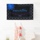 Gelukkige Verjaardag Elegante Blauwe en Zwarte Ban Spandoek (Insitu)