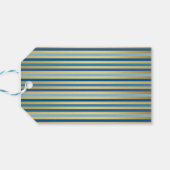 Gelukkige Verjaardag Elegante Blauwe Gouden Douane Cadeaulabel (Achterkant Horizontaal)