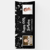 Gelukkige Verjaardag Elk Jaar 2 Foto's Zwart Zilve Spandoek (Verticaal)