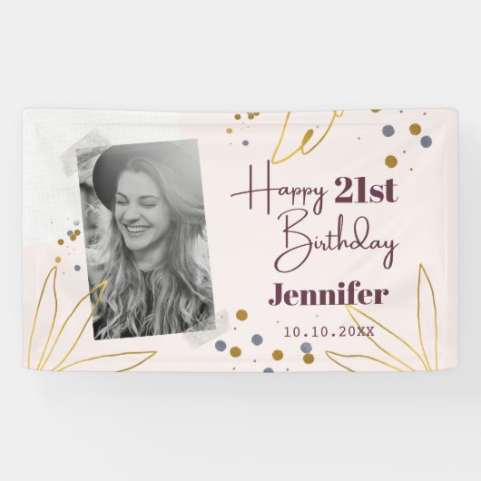 Gelukkige verjaardag Elk jaar Persoonlijk Roze Spandoek (Horizontaal)