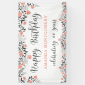 Gelukkige Verjaardag ELK Jaar Roos Goud & Koraal B Spandoek (Verticaal)