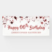 Gelukkige Verjaardag ELKE LEEFTIJD Rode Sterren Na Spandoek (Horizontaal)