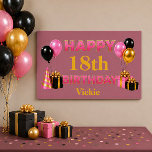 Gelukkige verjaardag elke leeftijd roze goud perfect poster
