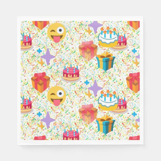 Gelukkige verjaardag emoji servetten (Voorkant)