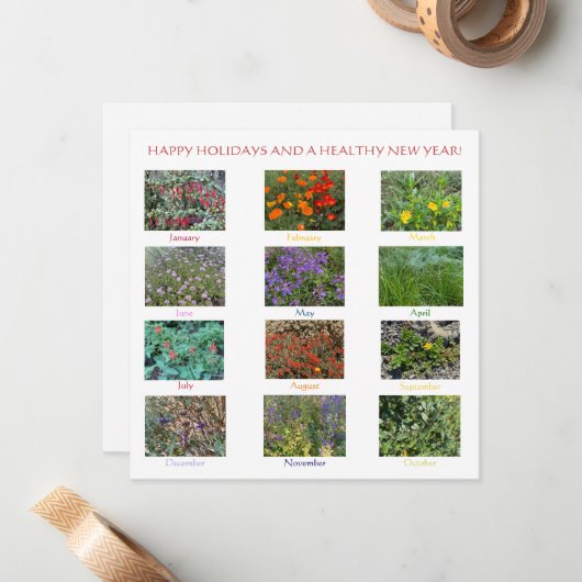 Gelukkige verjaardag en een bloeiend nieuwjaar! No Notitiekaartje (Voorkant / Achterkant in situ)