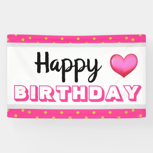 Gelukkige verjaardag en hart spandoek (Horizontaal)