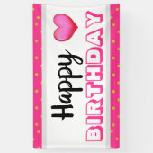 Gelukkige verjaardag en hart spandoek (Verticaal)