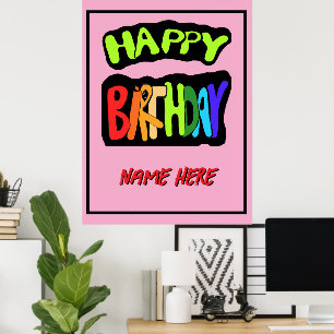 Gelukkige verjaardag en persoonlijke naam poster