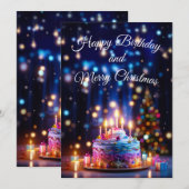 Gelukkige Verjaardag en Vrolijk Kerstfeest Feestdagenkaart (Voorkant / Achterkant)