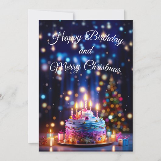 Gelukkige Verjaardag en Vrolijk Kerstfeest Feestdagenkaart (Voorkant)