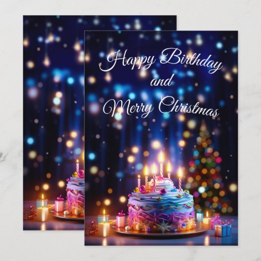 Gelukkige Verjaardag en Vrolijk Kerstfeest Feestdagenkaart (Voorkant / Achterkant)
