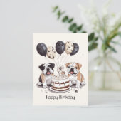 Gelukkige verjaardag Engelse Bulldogs Briefkaart (Staand voorkant)