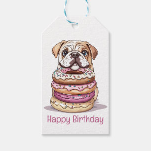 Gelukkige verjaardag Engelse Bulldogs Cadeaulabel