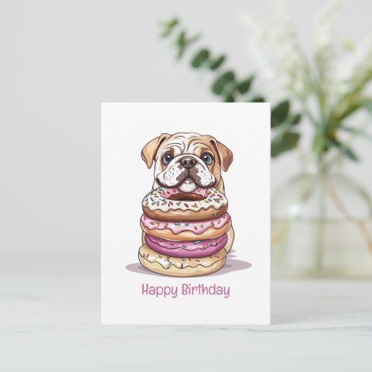 Gelukkige verjaardag Engelse Bulldogs Feestdagenkaart (Staand voorkant)