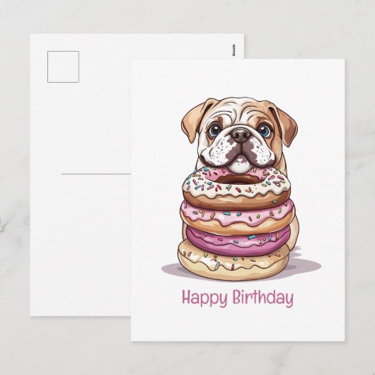 Gelukkige verjaardag Engelse Bulldogs Feestdagenkaart (Voorkant / Achterkant)