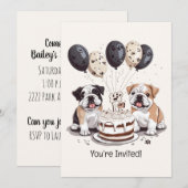 Gelukkige verjaardag Engelse Bulldogs Kaart (Voorkant / Achterkant)