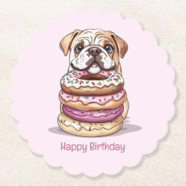 Gelukkige verjaardag Engelse Bulldogs Kartonnen Onderzetters