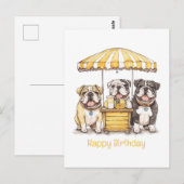 Gelukkige verjaardag Engelse Bulldogs Limonadestan Briefkaart (Voorkant / Achterkant)