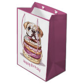 Gelukkige verjaardag Engelse Bulldogs Medium Cadeauzakje (Achterkant Gekanteld)