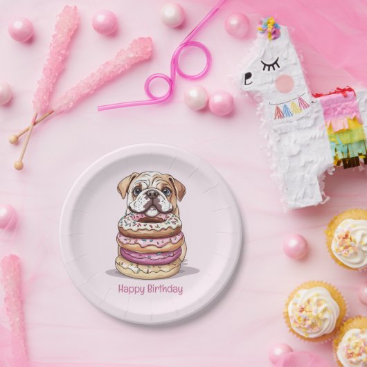 Gelukkige verjaardag Engelse Bulldogs Papieren Bordje (Feest)