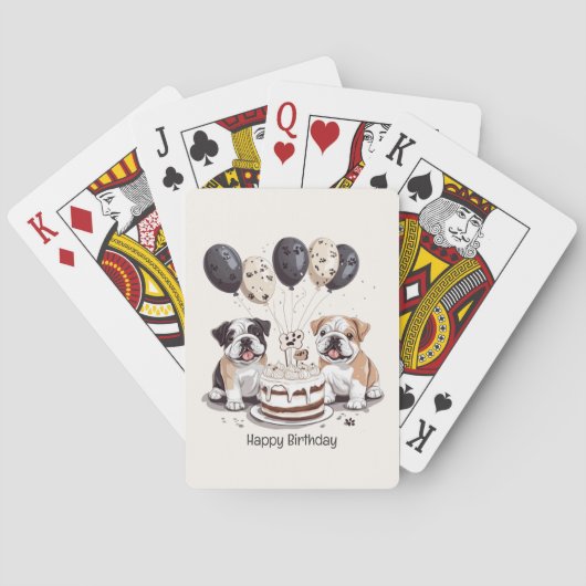 Gelukkige verjaardag Engelse Bulldogs Pokerkaarten (Achterkant)