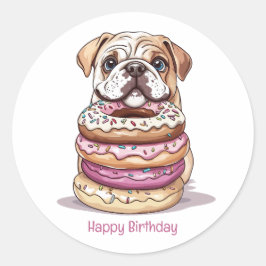 Gelukkige verjaardag Engelse Bulldogs Ronde Sticker