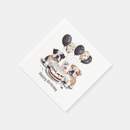 Gelukkige verjaardag Engelse Bulldogs Servet (Hoek)