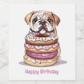 Gelukkige verjaardag Engelse Bulldogs Wijn Etiket (Enkel label)